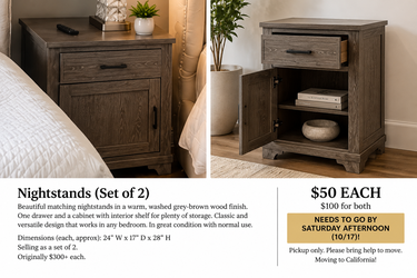 Ashley Dark Washed-Gray Wood Nightstands | $50 Each