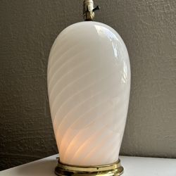 Vintage Mcm 70s Italian Murano Swirl Glass Table Lamp Brass