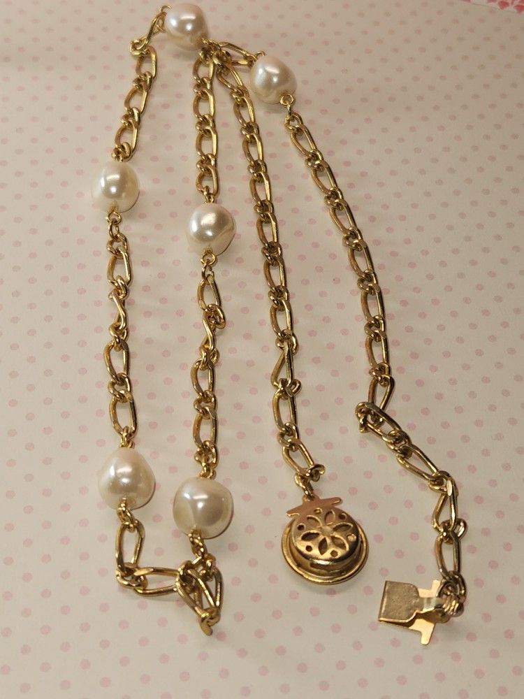 #1849, AKOYA CULTURED FRESHWATER PEARLS VTG GOLD PLATED