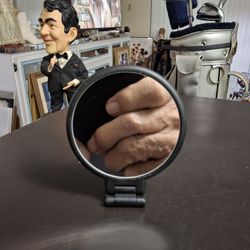 Adjustable Position 2 Sided Round Makeup Mirror With Magnification Handheld, Standing Or Hanging, Black Frame 5"W