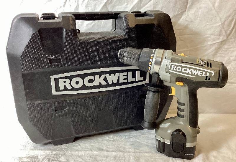 ROCKWELL 18V COMPACT HAMMER DRILL WITH CASE AND BATTERY NO CHARGER