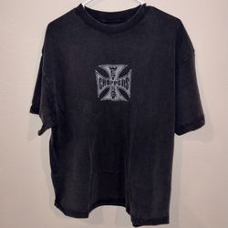 West Coast Choppers T Shirt - Cross Black Logo Riding Off LARGE
