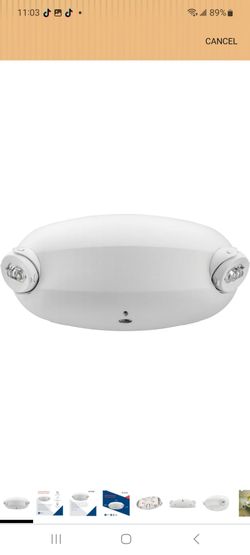 Lithonia Lighting Quantum Emergency Light, 2 Aimable Lamp Heads, 120/277V
Ceiling or Wall Mount, White Thermoplastic, Contemporary Commercial LED Emer
