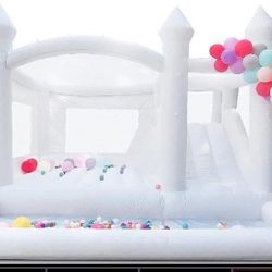 Chic White Bounce House with slide 