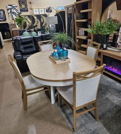 5 pc 2-Tone Round Dining Table Set... (48"- 66" )