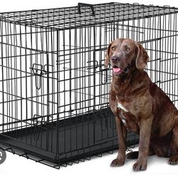 48" Foldable Dog Crate With Double Doors 
