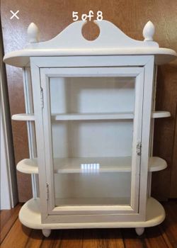 Vintage Farmhouse White Wall or countertop Curio Cabinet