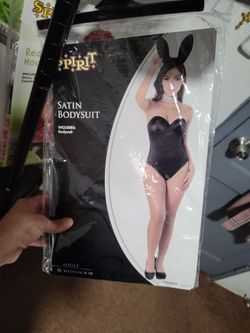 satin black bodysuit costume