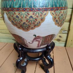 Chinese Ceramic Fish Bowl Side Table