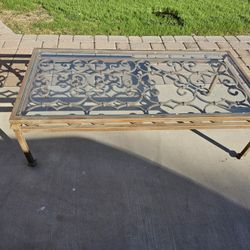 GLASS AND METAL COFFEE TABLE