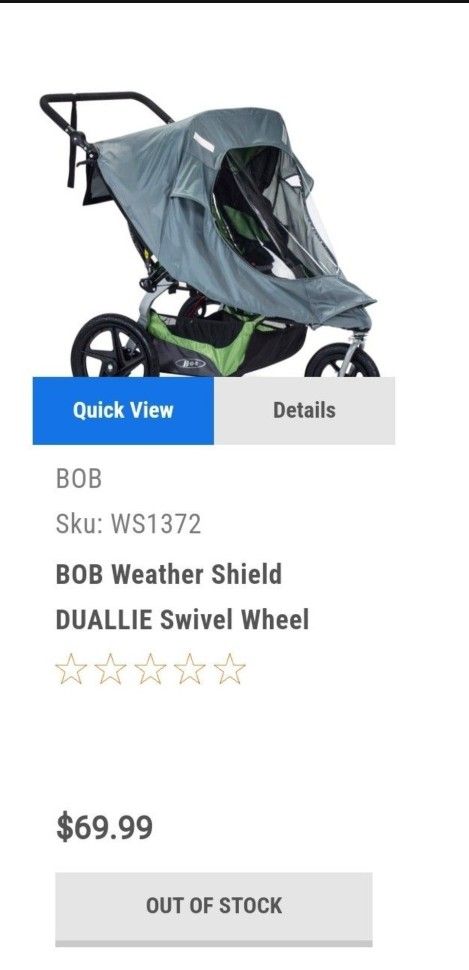 Bob Double Stroller Weather Rain Cover