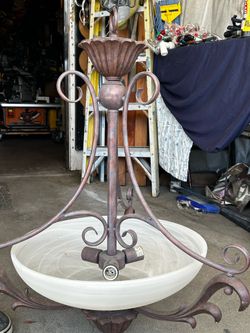 Rustic Bronze Chandelier with Frosted Glass Bowl