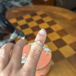 Diamond And Pink Opal Engagement Ring