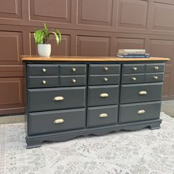 Charcoal Dresser with Wood Top + Matching Desk Available