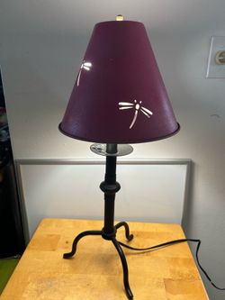 Table Lamp with Fuchsia/pink Tin Shade