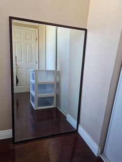 Large Mirror with Dark Wood Frame