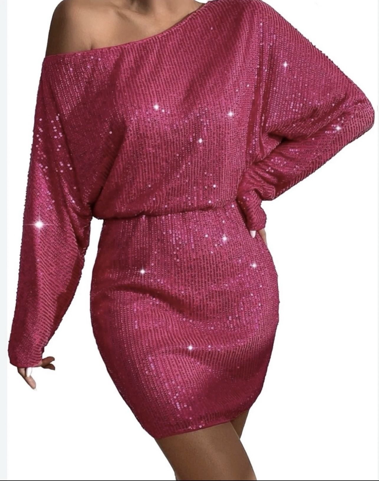 Hot Pink Sequins Dress