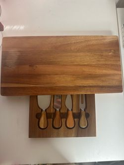 BULK LOT - 170 NEW Acacia Wood Cheese Board with 4-Piece Knife Set 26” x 8” x 1.5”