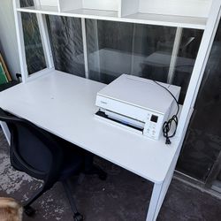 Desk, Chair and Printer 