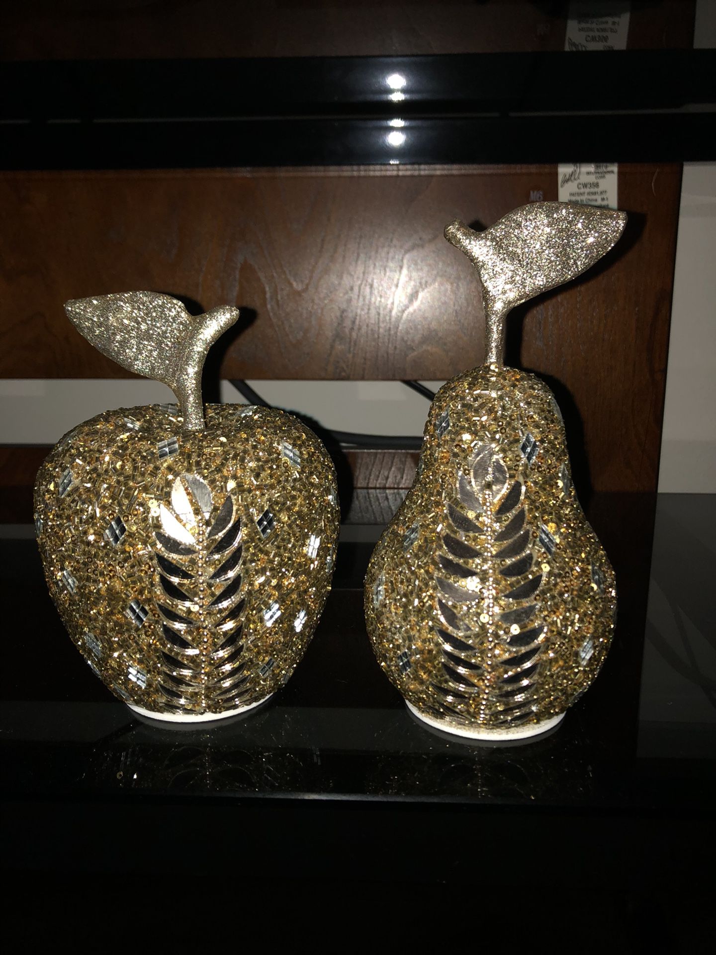 Gold And Silver Apple And Pear Decor 