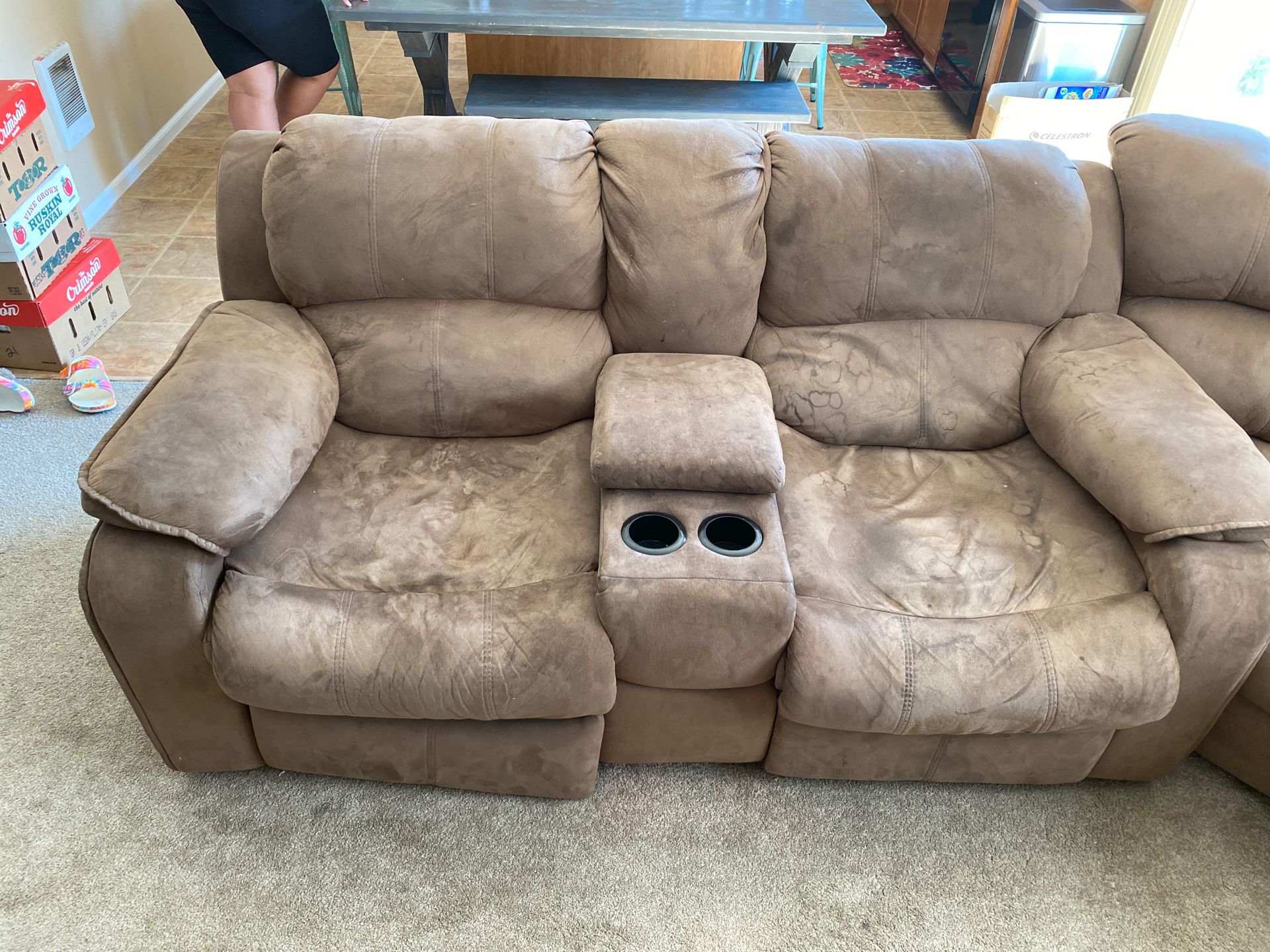 Reclining microfiber sectional couch