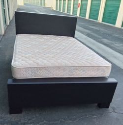 QUEEN BED FRAME WITH BOX SPRING AND MATTRESS