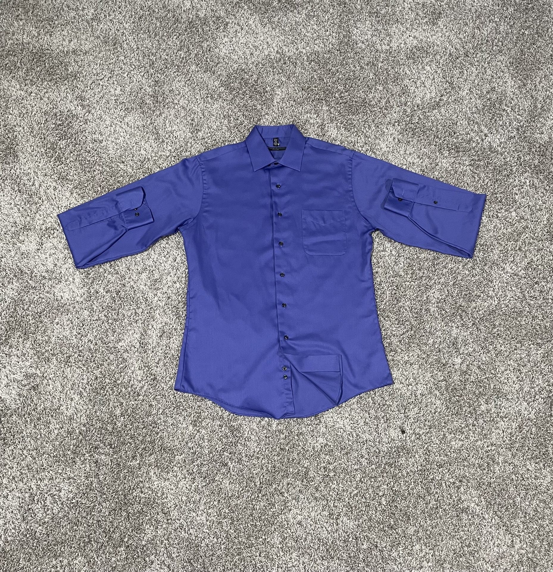 Geoffery Beene fitted deep purple dress button up