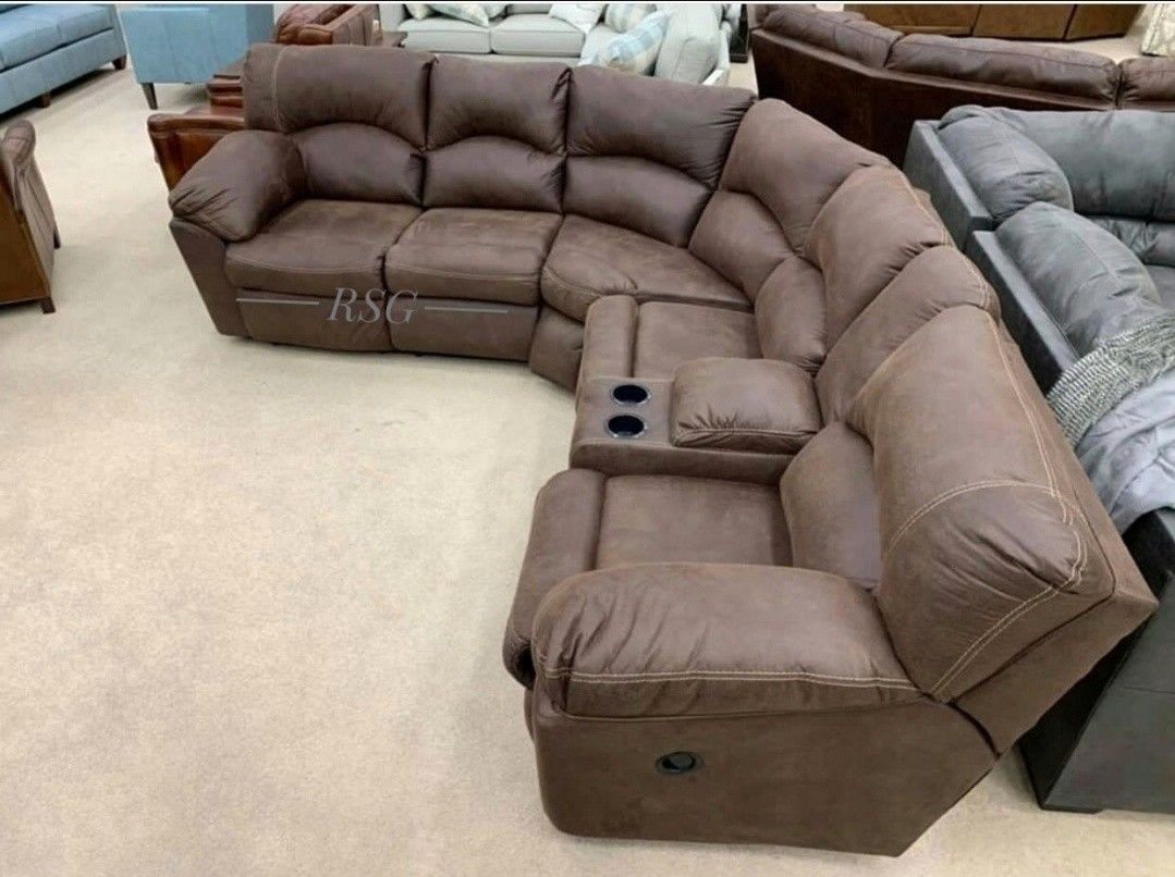 Curved Design Reclining Sectional Couch Set Color Options ⭐$39 Down Payment with Financing ⭐ 90 Days same as cash