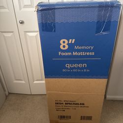 Queen 8” Memory Foam Mattress – NEW, Still Sealed 