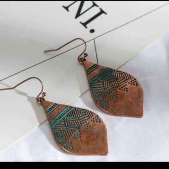 Bohemian Style Bronze Leaf Earrings