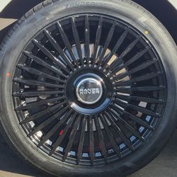22" 22x9 GLOSS BLACK WHEELS 285/40-22 TIRES Range Rover LR3 LR4 LAND ROVER