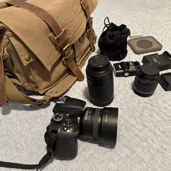 Nikon D3400 w/ 3 Lenses, Light, & Bag DSLR