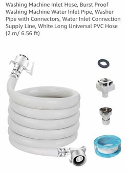 Washing Machine Inlet Hose, Burst Proof Washing Machine Water Inlet Pipe, Washer Pipe with Connectors, Water Inlet Connection Supply Line, White Long