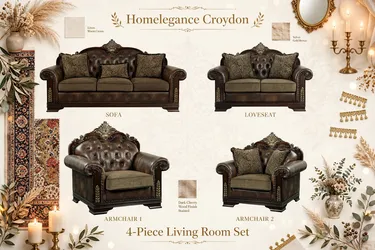Homelegance Croydon 4-Piece Living Room Set - Sofa, Loveseat, 2 Chairs