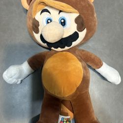 Super Mario Bros Tanooki Mario Plush 15” Official Nintendo