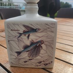 Ceramic Barbados Sake Fly Fishing Flask Rare 