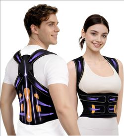 Size M Posture Corrector for Women and Men, 5 Full Back Support Brace Rods, Adjustable Shoulder Straightener, Improving Posture, Relief Upper and Lowe