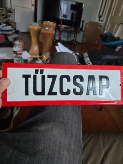 Vintage antique porcelain sign from i spy movie from hungary
