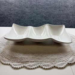 PP Home Est. 1986 Made in Portugal White Ceramic 3-Section Divided Serving Dish 1028