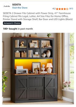 SEDETA 2 Drawer File Cabinet with Power Strip