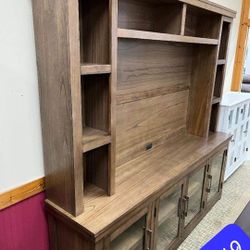 BOARDERNEST BROWN 85" TV STAND WITH HUTCH 