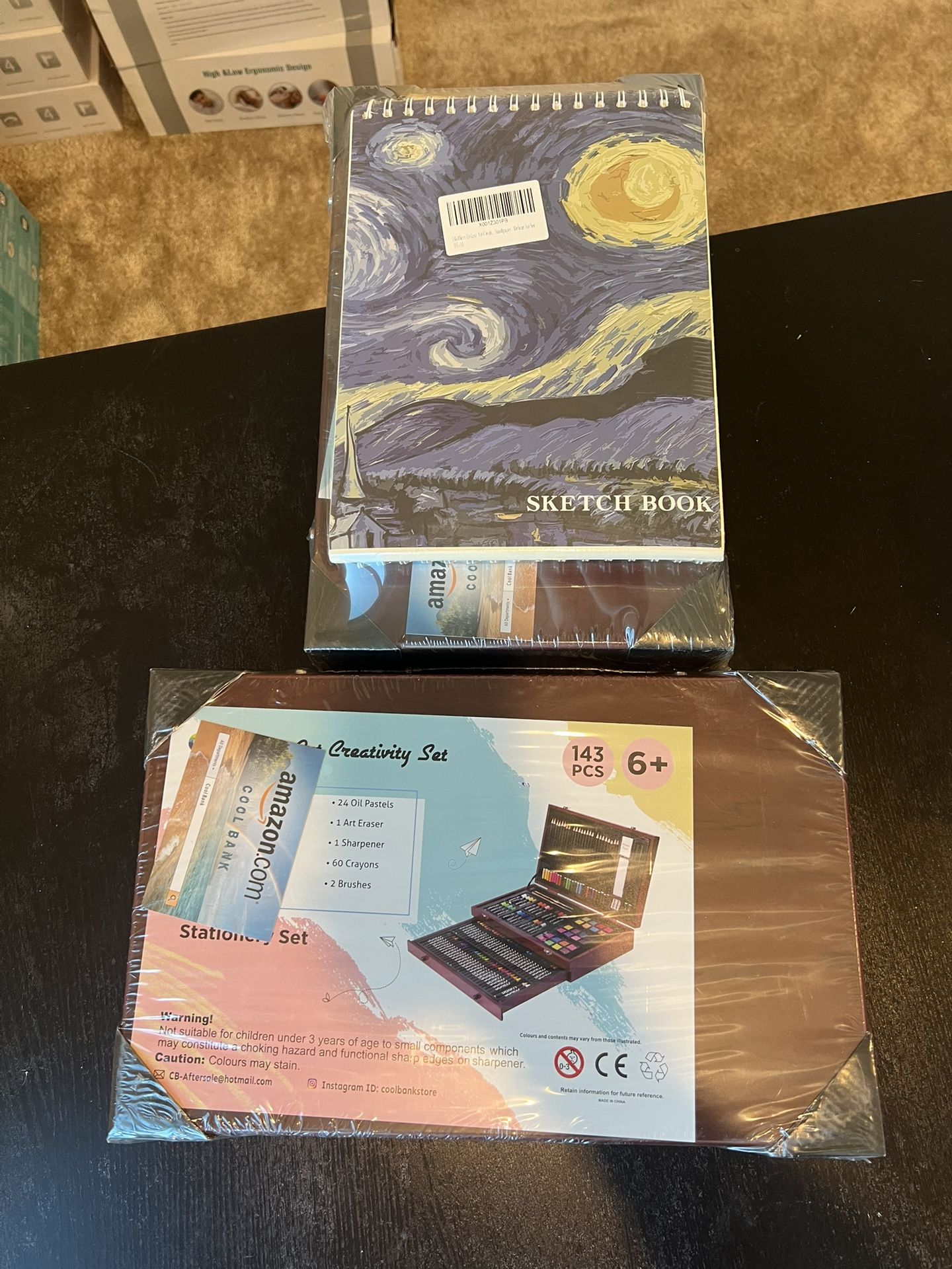 Art Supplies, 143-Piece Deluxe Wooden Art Set Crafts Painting Kit with 2 Sketch Pads, Includes Crayons, Colored Pencils, Oil Pastels, Creative Gift fo