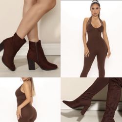 Chocolate Brown 2 Pairs Thigh High Boots & Booties  Wholesale Lot