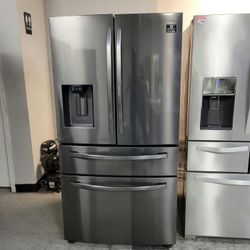 Samsung 4‑Door French Door Fridge – Black Stainless, Ice/Water