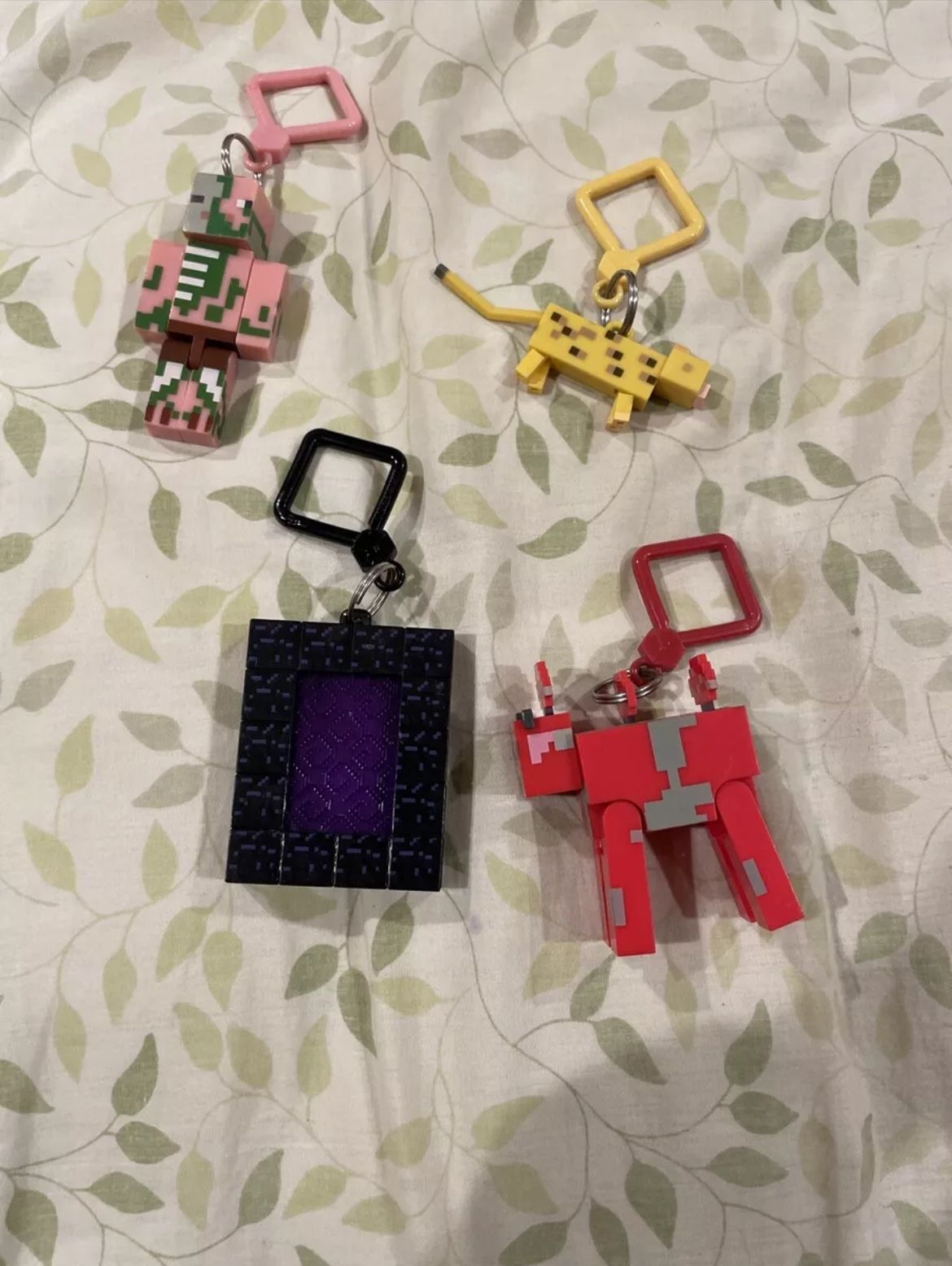 Minecraft Figures Keychains Bag Clips Backpack Hangers Set of 4