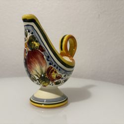 Hand-Painted Ceramic Candle Holder Italy