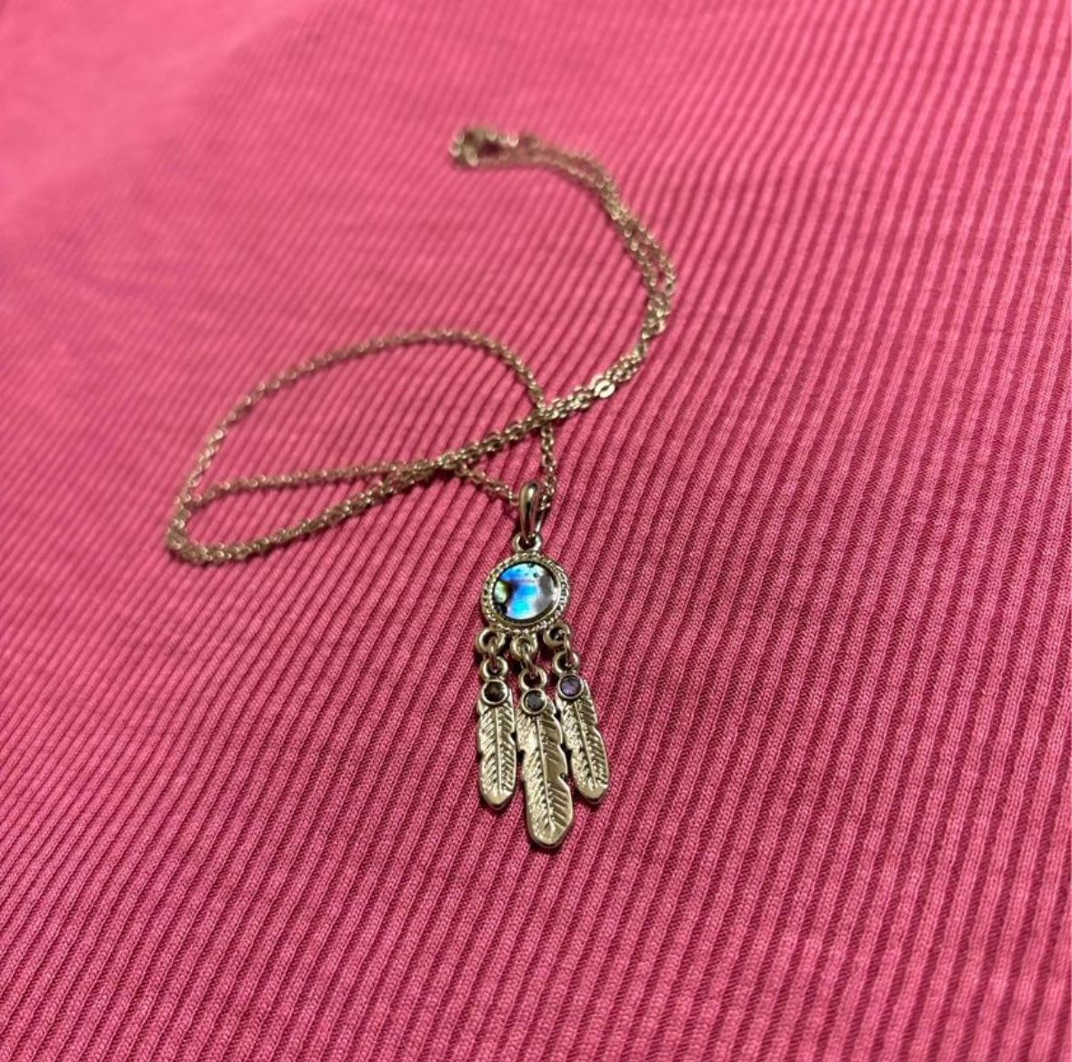 Silver Dreamcatcher Charm Pendant Necklace Feathers Gems
