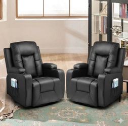 Two matching electric recliners with massage and heat brand new