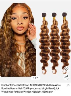 Highlight Chocolate Brown 4/30 18 20 22 Inch Deep Wave Bundles Human Hair 12A Unprocessed Virgin