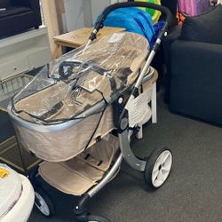 2-In-1 Baby Stroller, Reversible bassinet Reclining 